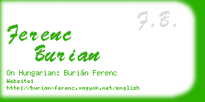 ferenc burian business card