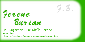 ferenc burian business card